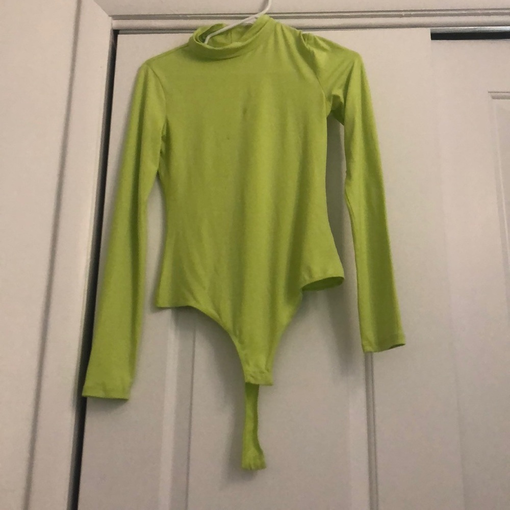 Lime green turtle neck bodysuit